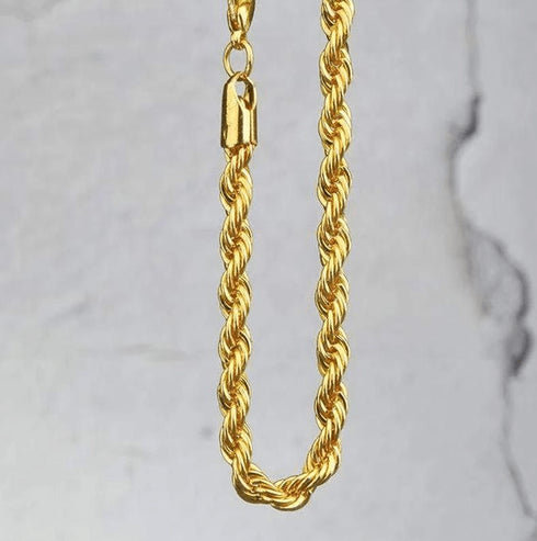 5MM 18K Solid Gold Rope Chain