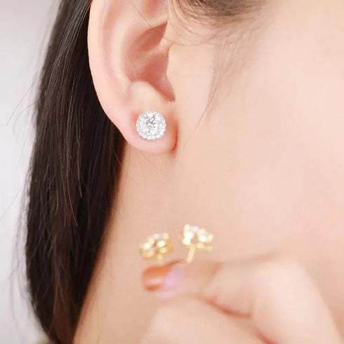 5mm Fancy Cluster Round 925 Sterling Silver Moissanite Earrings