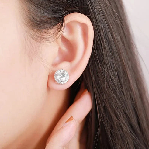 5mm Fancy Cluster Round 925 Sterling Silver Moissanite Earrings