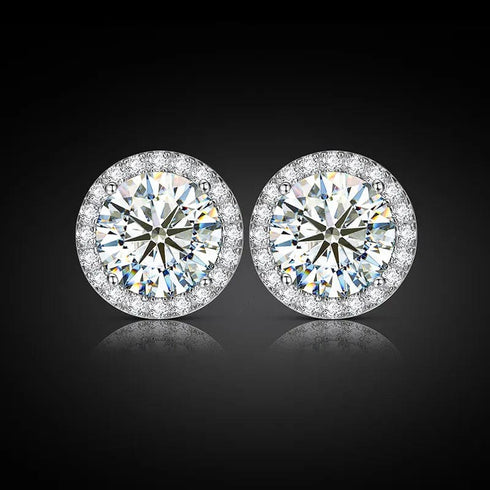 5mm Fancy Cluster Round 925 Sterling Silver Moissanite Earrings