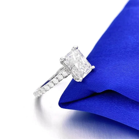White Gold Square Radiant Cut 5CT Moissanite Engagement Ring