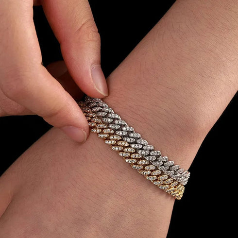 6.6mm VVS D Color Moissanite Iced out Cuban Link Bracelet