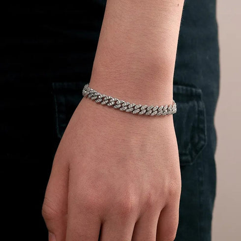 6.6mm VVS D Color Moissanite Iced out Cuban Link Bracelet