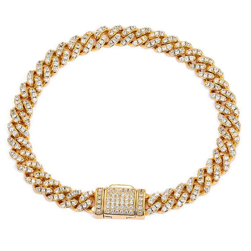 6.6mm VVS D Color Moissanite Iced out Cuban Link Bracelet