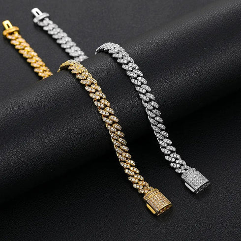 6.6mm VVS D Color Moissanite Iced out Cuban Link Bracelet
