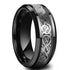 8MM Black Tungsten Men's Wedding Band with Silver Celtic Dragon Inlay