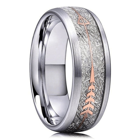 Silver Rose Gold Arrow Tungsten Carbide 8MM Band Ring