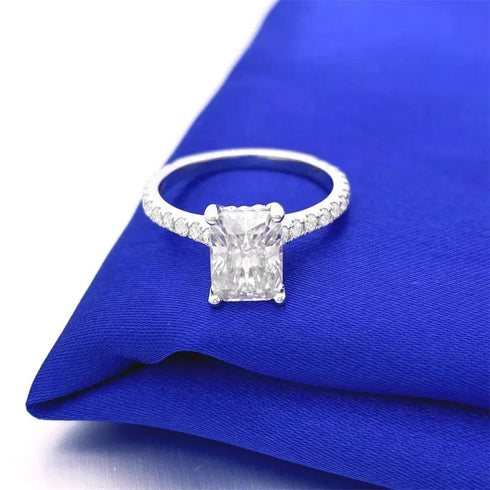 White Gold Square Radiant Cut 5CT Moissanite Engagement Ring
