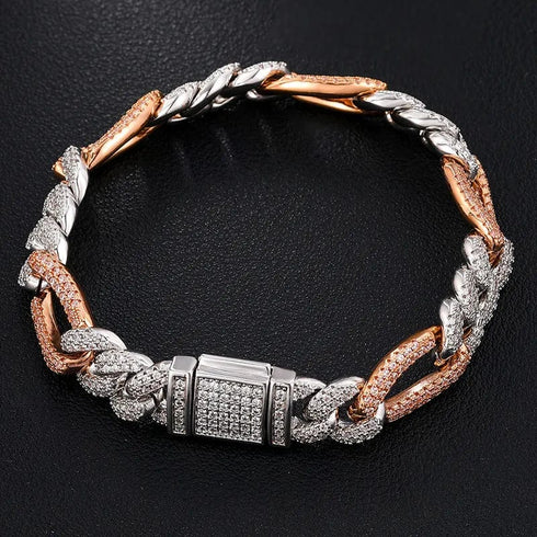 10mm S925 VVS Moissanite Two-tone Cuban Link Bracelet