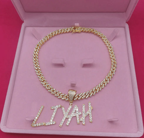 VVS Jewelry 9MM Custom Cuban Name Sharp Cursive Pendant Necklace