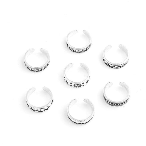 7pc Set Retro Toe Rings