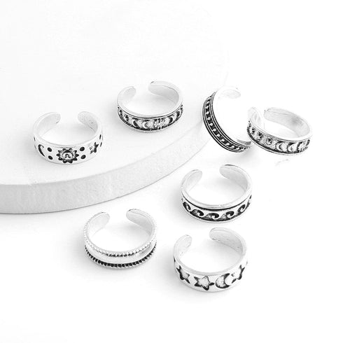 7pc Set Retro Toe Rings