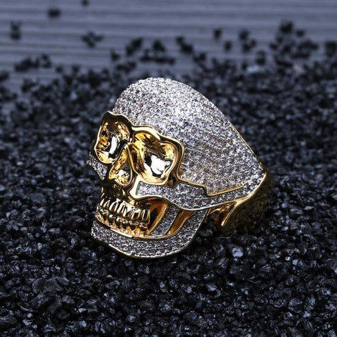 Fully Iced Skull Ring