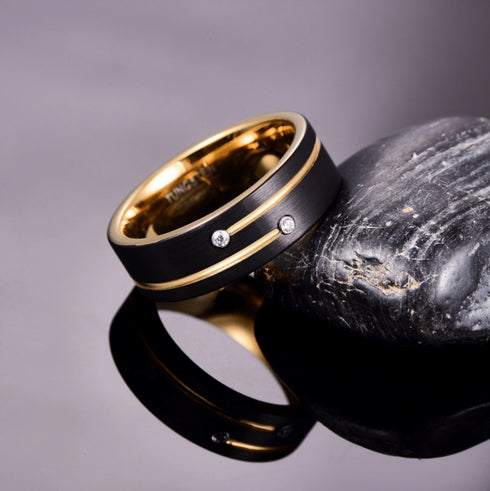 8MM Black Gold Tungsten Carbide Ring