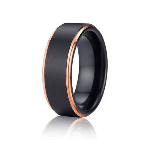8MM Black Rose Gold Tungsten Carbide Wedding Band Ring