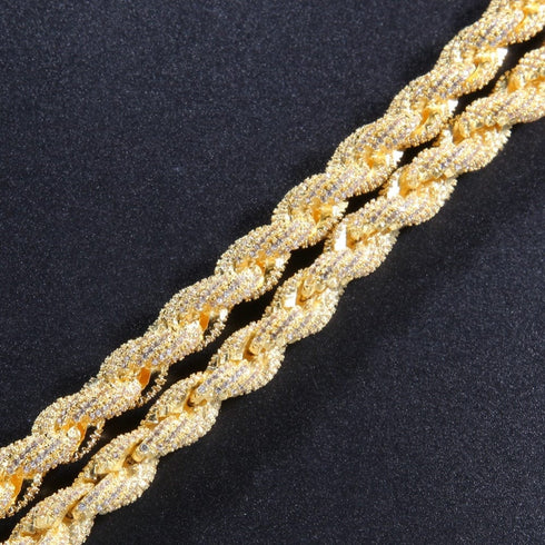 8mm Fully Iced Premium Thick Rope Chain