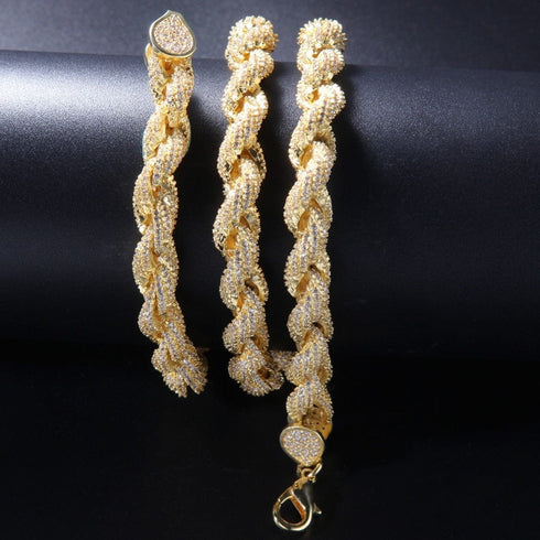 8mm Fully Iced Premium Thick Rope Chain