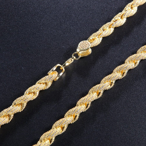 8mm Fully Iced Premium Thick Rope Chain