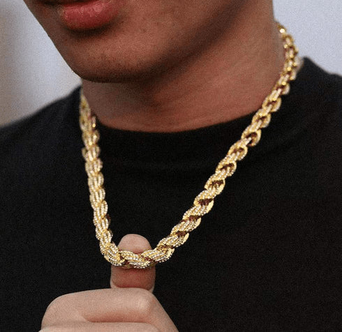 8mm Fully Iced Premium Thick Rope Chain