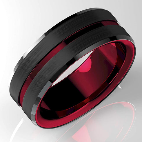 8MM Tungsten Carbide Ring Matte Finish Beveled Polished Edge Comfort Fit
