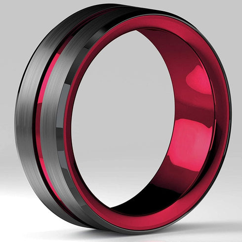 8MM Tungsten Carbide Ring Matte Finish Beveled Polished Edge Comfort Fit