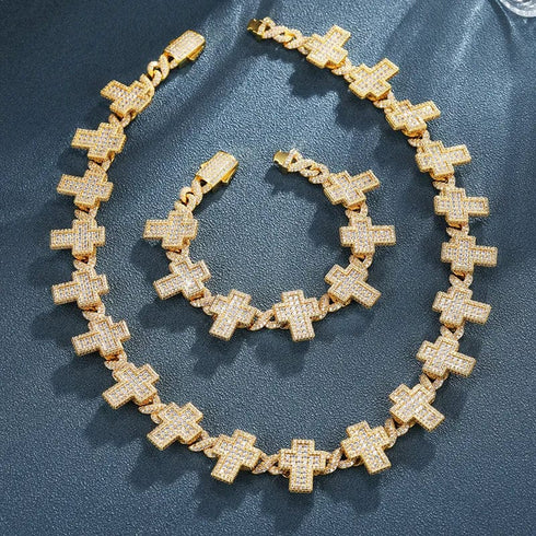 8mm VVS Moissanite Fully Iced Cross Cuban Chain