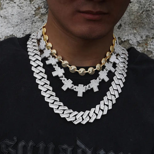 8mm VVS Moissanite Fully Iced Cross Cuban Chain