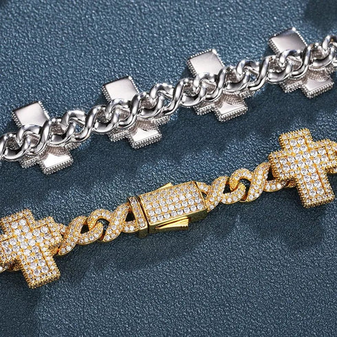 8mm VVS Moissanite Fully Iced Cross Cuban Chain