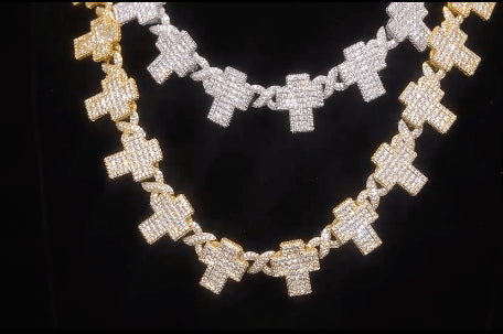 8mm VVS Moissanite Fully Iced Cross Cuban Chain