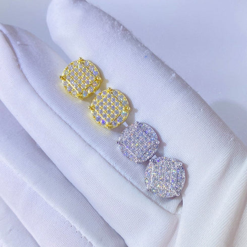 925 Silver Moissanite Iced Stud Earrings