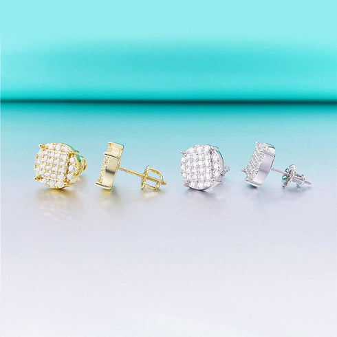 925 Silver Moissanite Iced Stud Earrings
