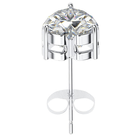 925 Sterling Silver 0.1-1 VVS Carat Heart Moissanite Stud Earrings