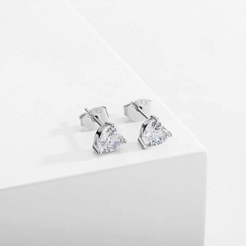 925 Sterling Silver 0.1-1 VVS Carat Heart Moissanite Stud Earrings