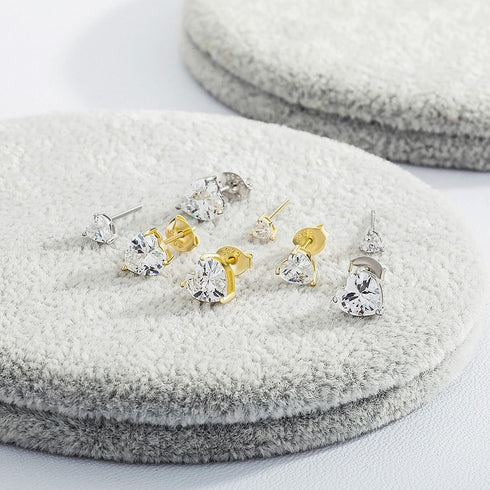 925 Sterling Silver 0.1-1 VVS Carat Heart Moissanite Stud Earrings