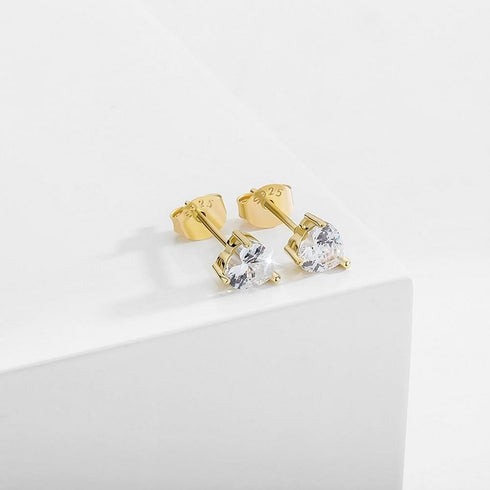 925 Sterling Silver 0.1-1 VVS Carat Heart Moissanite Stud Earrings