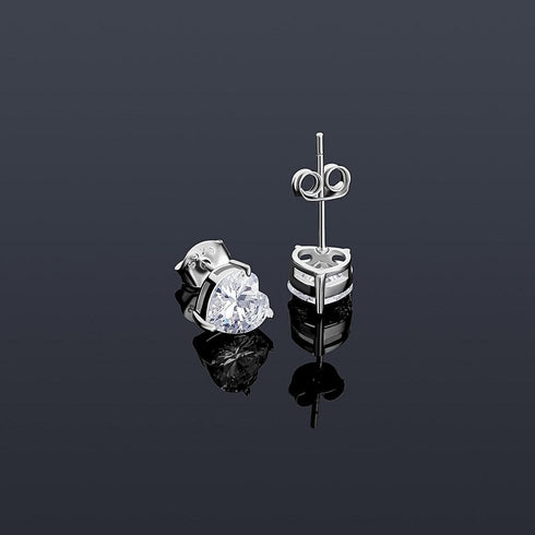 925 Sterling Silver 0.1-1 VVS Carat Heart Moissanite Stud Earrings