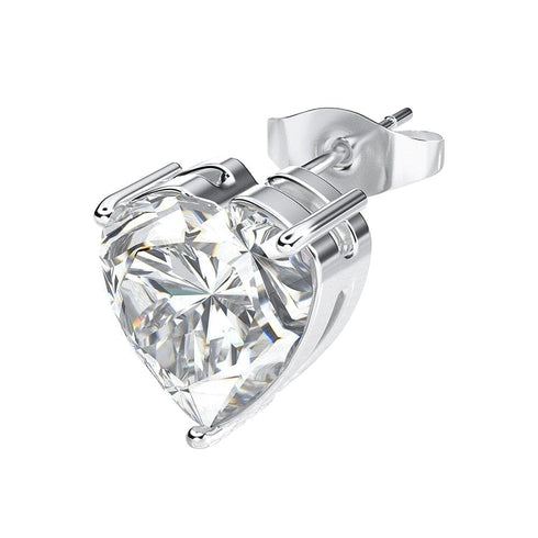 925 Sterling Silver 0.1-1 VVS Carat Heart Moissanite Stud Earrings