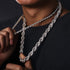925 Sterling Silver 12mm Rope Chain VVS Moissanite Diamond Clasp