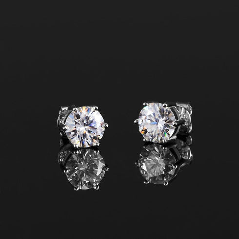 925 Sterling Silver VVS 1 Carat Moissanite Stud Earrings