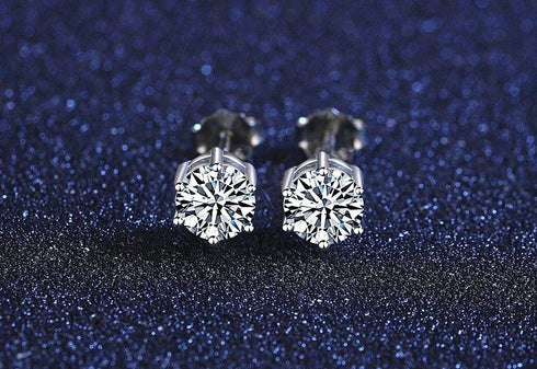 925 Sterling Silver VVS 1 Carat Moissanite Stud Earrings