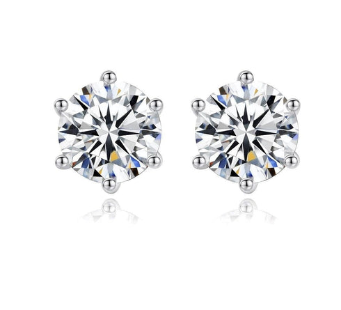 925 Sterling Silver VVS 1 Carat Moissanite Stud Earrings