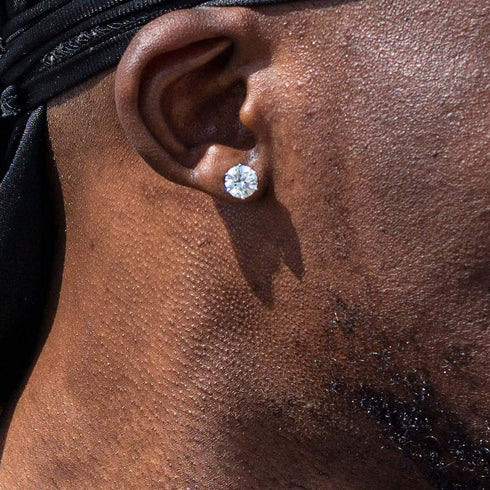 925 Sterling Silver VVS 1 Carat Moissanite Stud Earrings