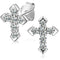925 Sterling Silver VVS Moissanite Byzantine Cross Stud Earrings