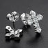 925 Sterling Silver VVS Moissanite Byzantine Cross Stud Earrings