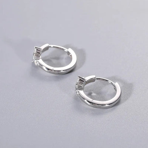 925 Sterling Silver VVS Moissanite Cross Hoop Earrings