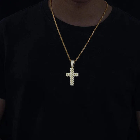 925 Sterling Silver VVS Moissanite Cuban Cross Pendant