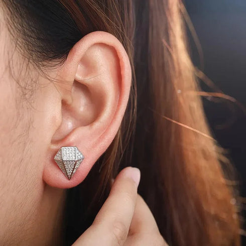 925 Sterling Silver VVS Moissanite Diamond Shape Lux Stud Earrings