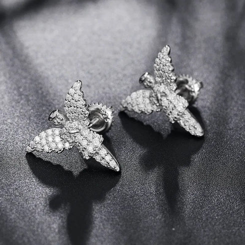 925 Sterling Silver VVS1 Moissanite Angel Stud Earrings