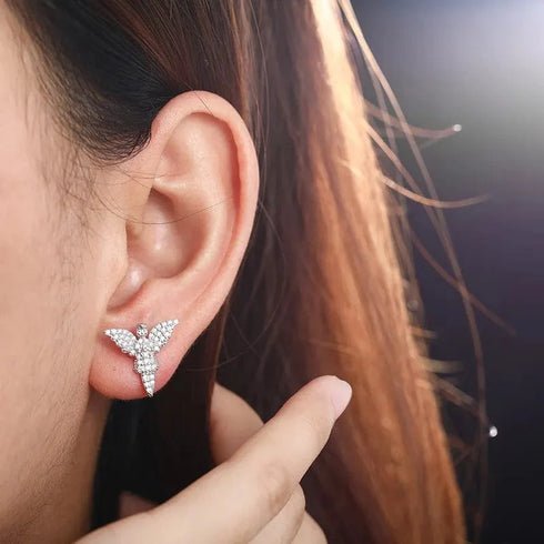 925 Sterling Silver VVS1 Moissanite Angel Stud Earrings