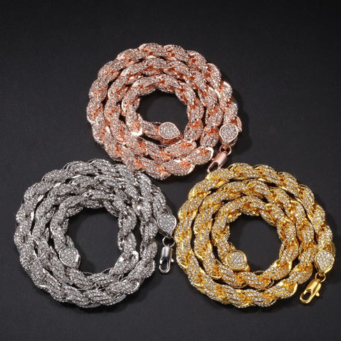 9mm Iced Out Thick Rope Chain and Bracelet Bundle